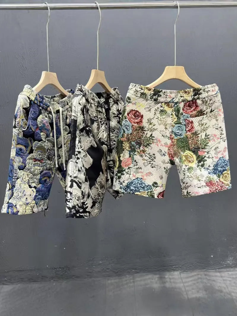 European and American men's summer Statue of Liberty print comfortable breathable drawstring shorts outdoor casual pants
