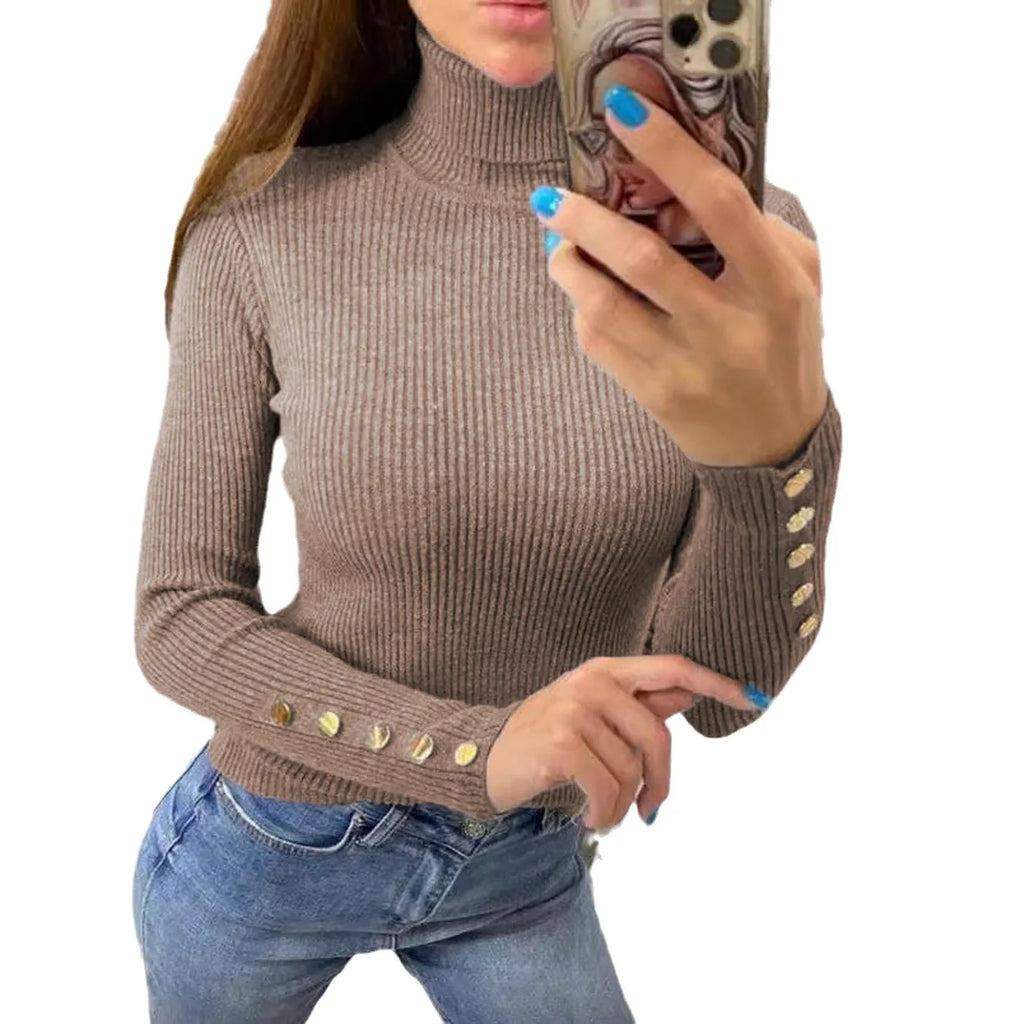 Elegant Sweaters Woman Sueter Negro Sueter Feminino Women's Autumn High Neck Pullover Knitted Sweater New  Tops Mujeres Juvenil