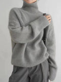 Autumn Winter Thick Loose Knitwear Sweater Tops Casual Turn Down Collar Long Lantern Sleeve Knitted Pullover Coats PYXA-dh70