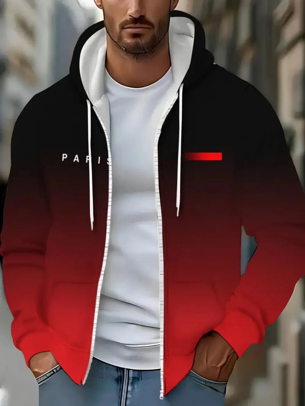 Fashion Gradient Graphic Hooded Zip-Up Casual Sports Pocket Design Long Sleeve Streetwear Outdoor Travel Street Oversized Hoodie
