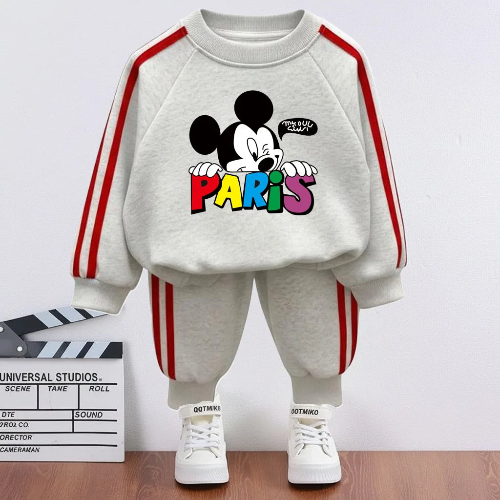 2026 Spring Children Side Stripe Trousers Sets Kids Casual Tracksuit Boys O Neck Hoodies and Long Pant Two Piece New Style