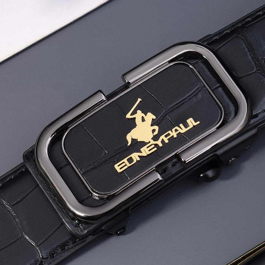 Men's automatic buckle leather belt for office workers' commuting, adjustable belt suitable for formal and casual wear