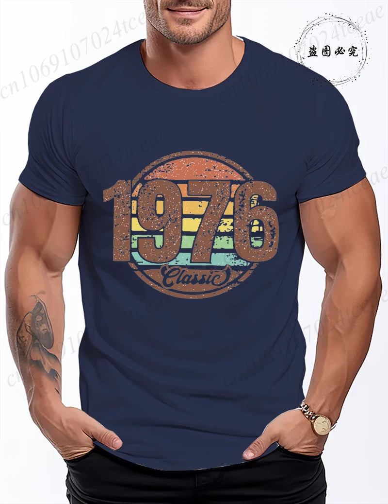 Retro 1976 Shirt Unisex Vintage 1976 Graphic T-Shirt for Women Men Casual O Neck Short Sleeve Tee 1976 Birthday Streetwear Tops