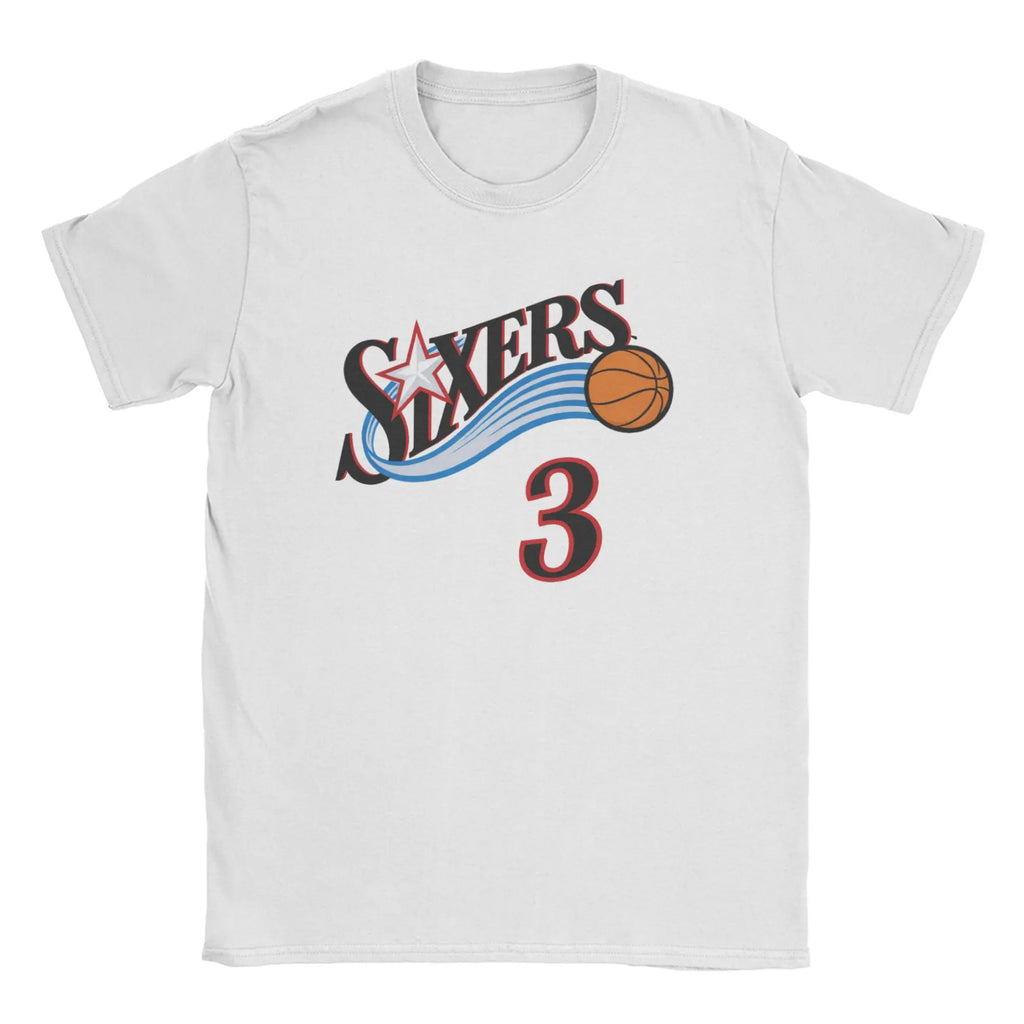 Men Women Sixers 3 Allen Iverson T Shirts  Cotton Tops Funny Short Sleeve Round Neck Tee Shirt Plus Size T-Shirt