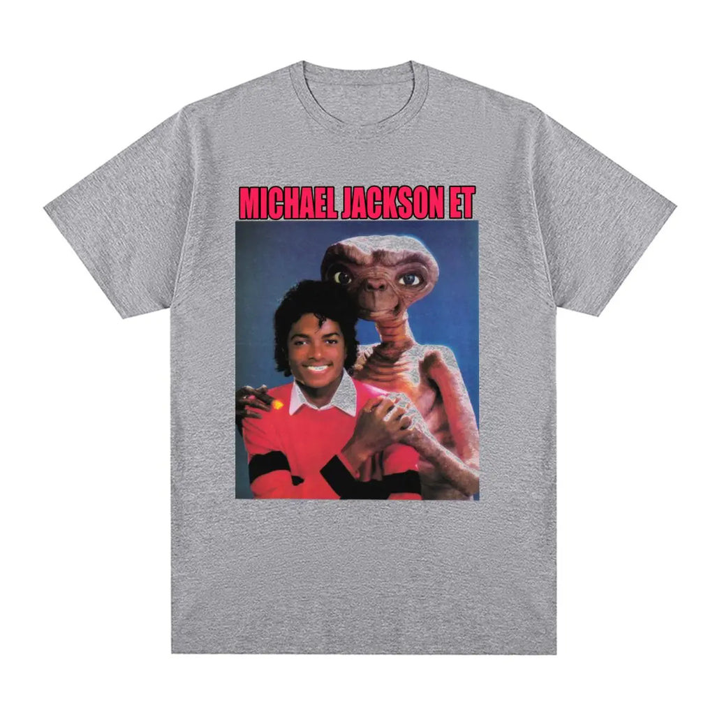 Michael Jackson & E.T Vintage T-shirt  Funny Retro Graphic Hip Hop Singer Cotton Men T shirt New Tee Tshirt Womens Tops