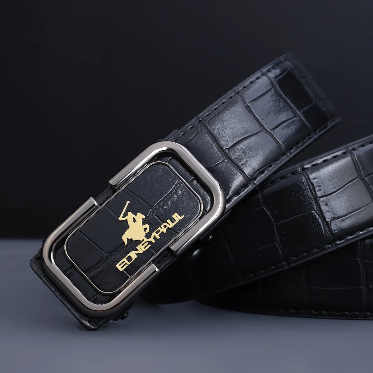Men's automatic buckle leather belt for office workers' commuting, adjustable belt suitable for formal and casual wear