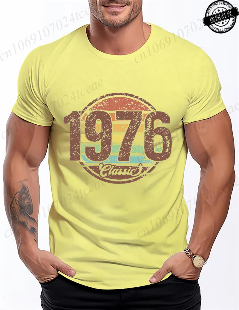 Retro 1976 Shirt Unisex Vintage 1976 Graphic T-Shirt for Women Men Casual O Neck Short Sleeve Tee 1976 Birthday Streetwear Tops