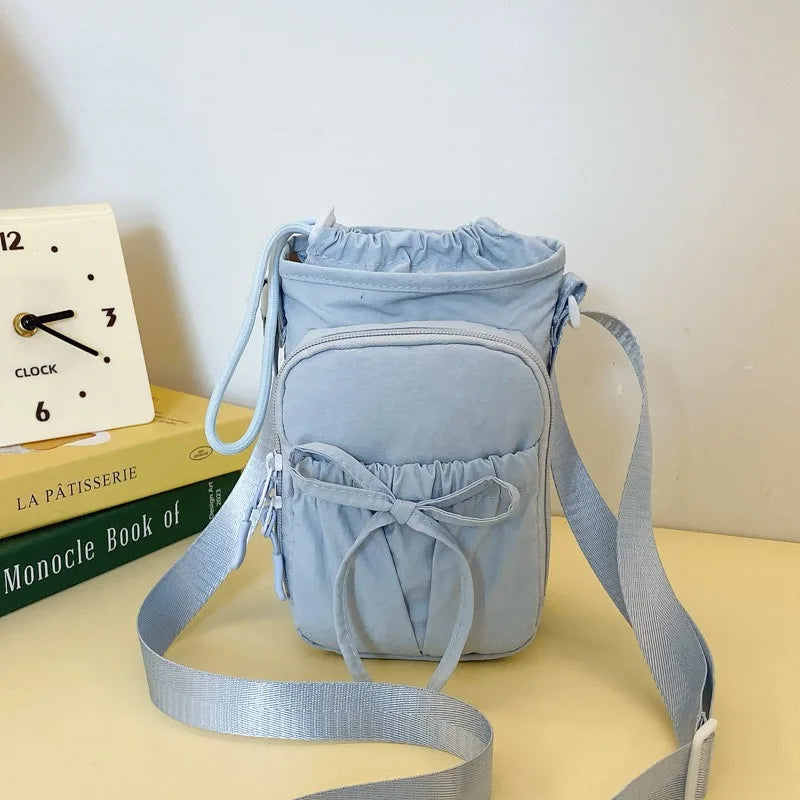 Fashion Soft Casual Crossbody Bag with Bow Decoration Adjustable Strap Multi-Compartment Versatile Shoulder Purse for Women