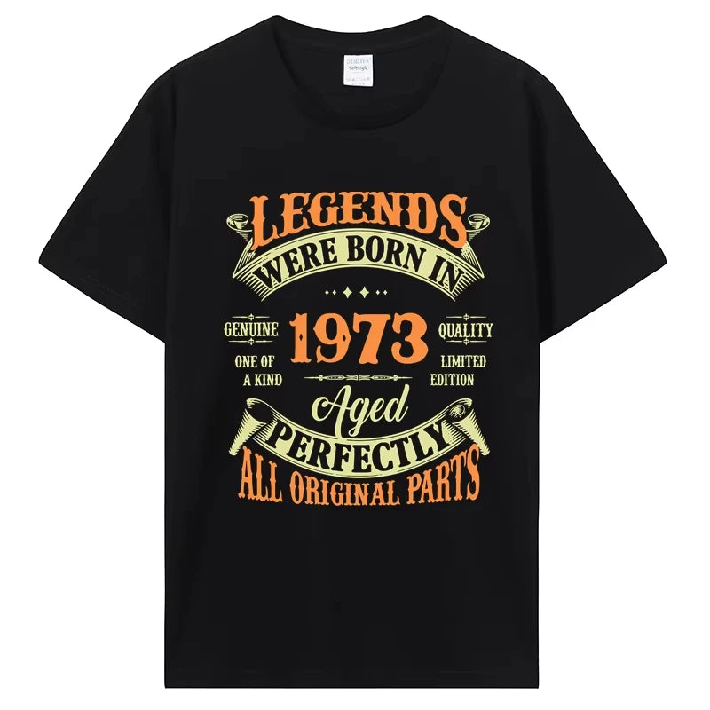Funny Vintage 1973 Graphic T-Shirt Men Oversized Cotton Streetwear Summer Casual Short Sleeve Husband Birthday Gift Tee