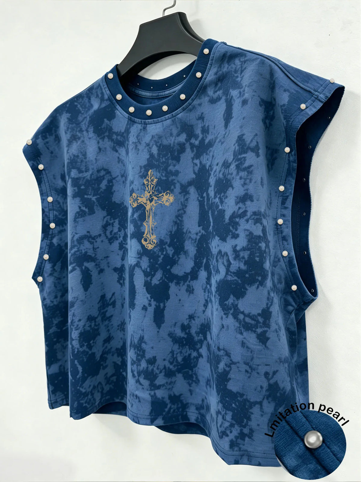 A Unisex, Retro-Style Vest Featuring Angel-Themed Prints and Faux-Pearl Accents—Perfect for Music Festivals.