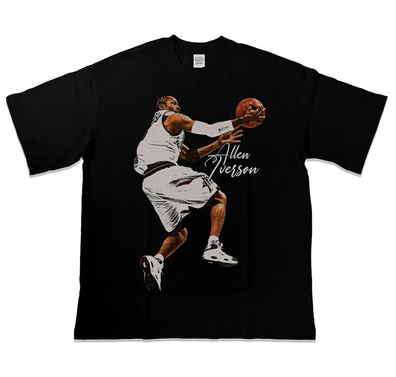 Basketball Star Allen Iverson Printed T-shirt Man Women Cotton T-shirt Men's T-shirts 2026 Summer Men's Clothing Tops Streetwear
