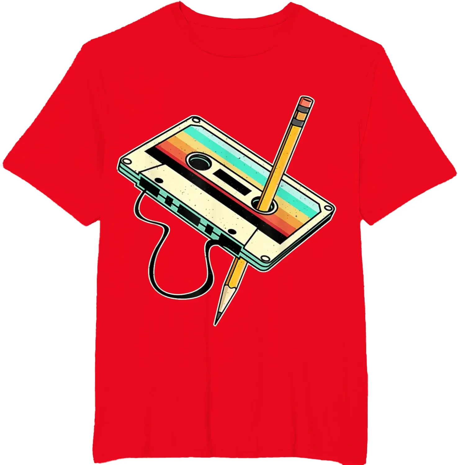 80s Cassette Pencil 80s Retro Throwback Music T-shirt Women's Clothing Retro Tshirt Camisetas