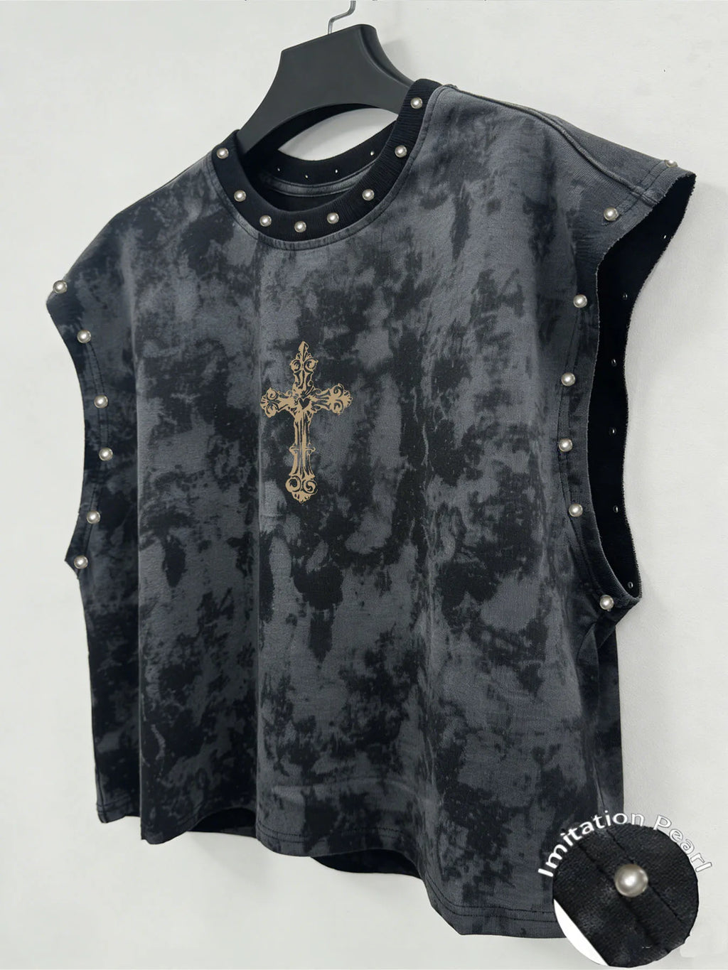 A Unisex, Retro-Style Vest Featuring Angel-Themed Prints and Faux-Pearl Accents—Perfect for Music Festivals.