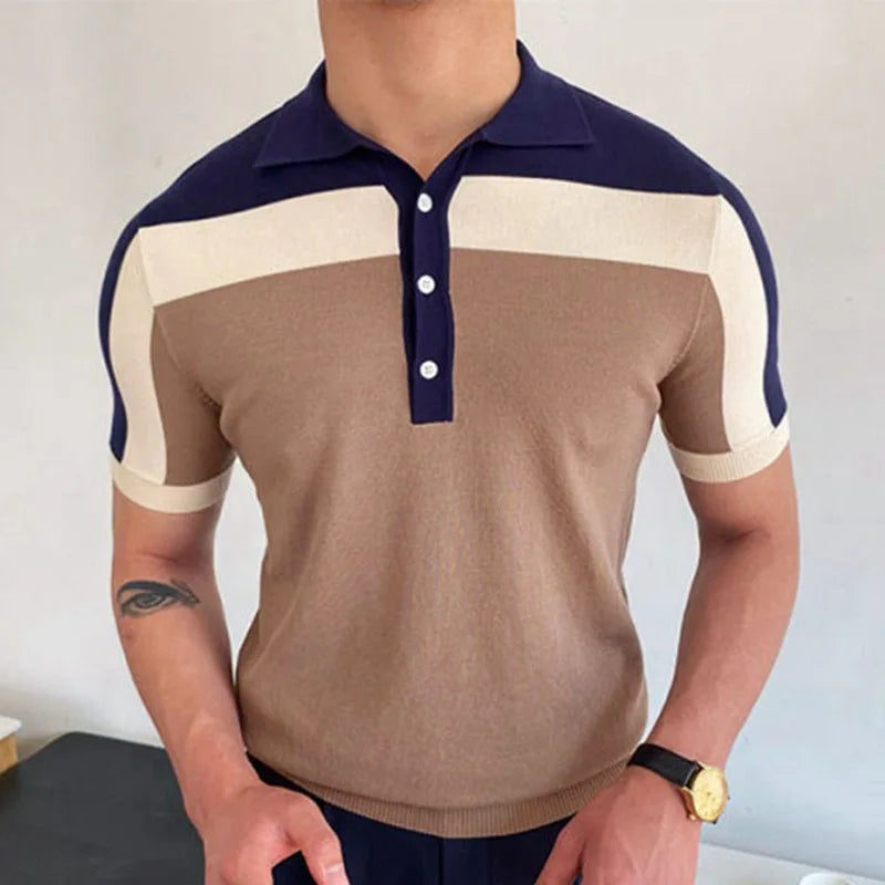 New European And American Style Jacquard Knit T-shirt Fashion Lapel Short-sleeved Business POLO Shirt In Multiple Colors