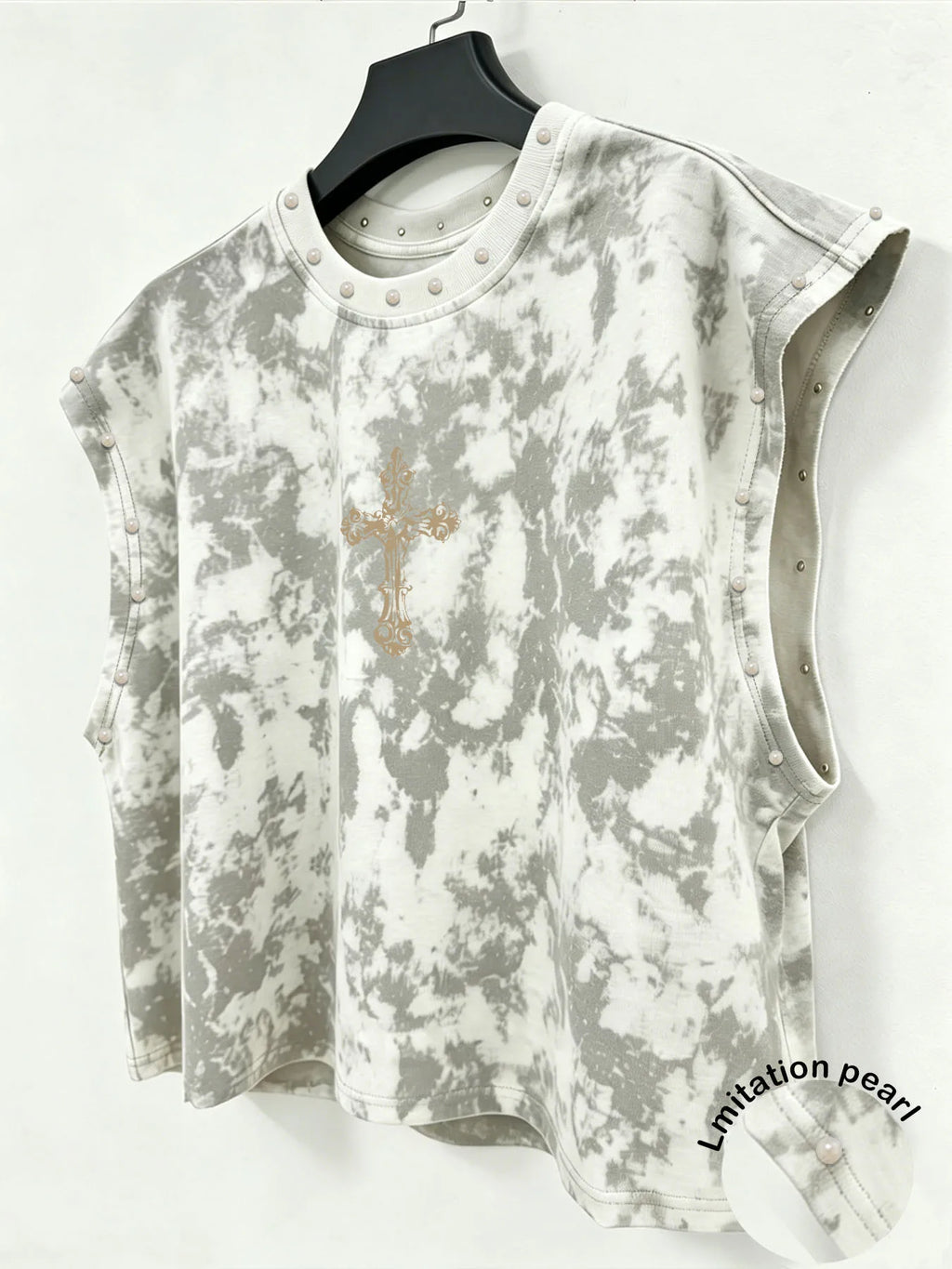 A Unisex, Retro-Style Vest Featuring Angel-Themed Prints and Faux-Pearl Accents—Perfect for Music Festivals.