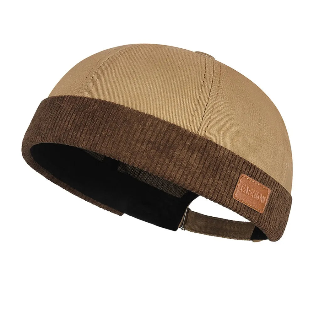 Casual Adjustable Brimless Hat Vintage Corduroy Docker Cap Solid Color Hip Hop Skullcap Summer Spring