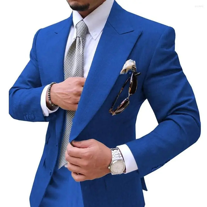Men's Suits Mens Suit 2 Pieces Causal Slim Fit Prom Noble Champagne Grey Blazer Formal Business For Wedding Groom Tuxedos