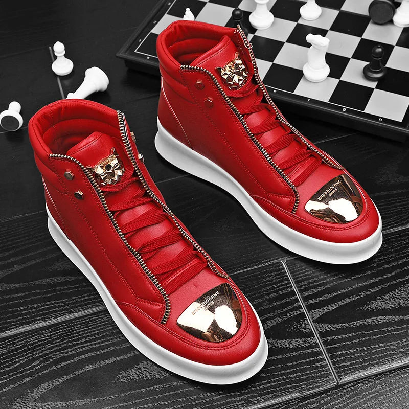 High Top Casual Shoes Men Sneakers 2026 Fashion Skateboard Shoes Leopard Platform Shoe Sport Training Shoes Men's Ankle Boots