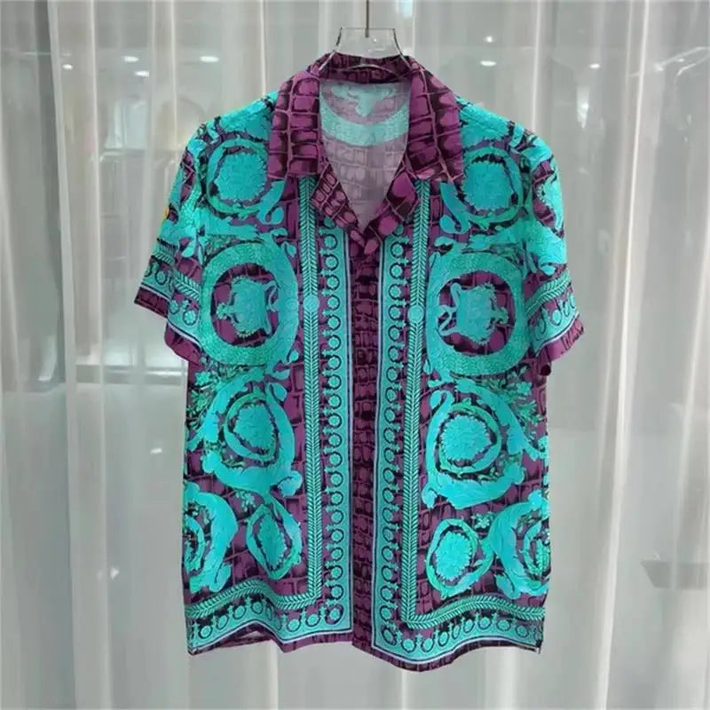 Summer Vintage Men Shirts Summer 3D Print Beach Short Sleeve Shirt Casual Fashion Outdoor Quick Drying Breathable Men's Clothing