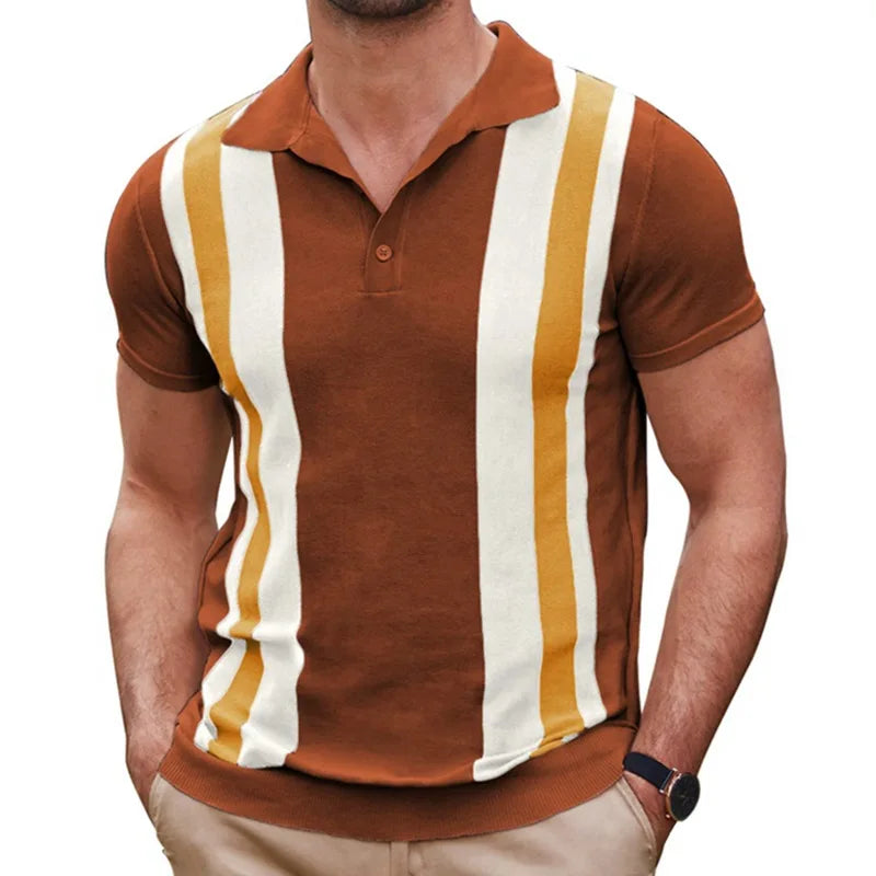 New European And American Style Jacquard Knit T-shirt Fashion Lapel Short-sleeved Business POLO Shirt In Multiple Colors