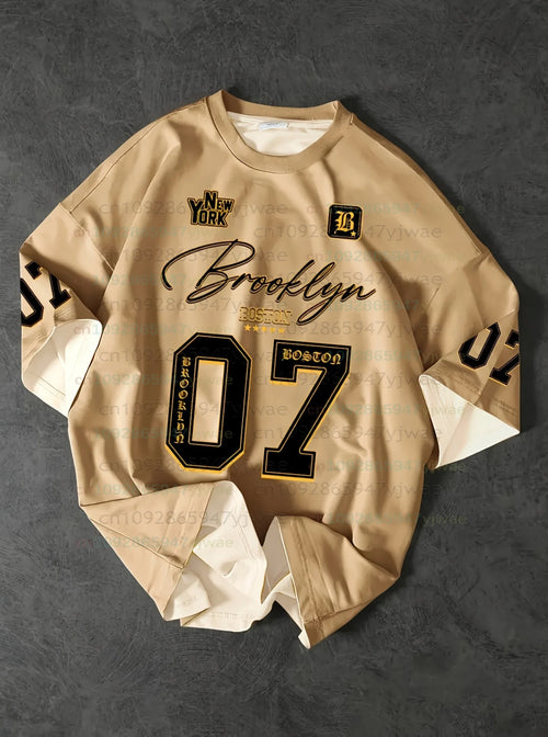 2026 mens brooklyn no.7 graphic t shirt American Casual Digital Print T Shirt Summer Women Beach Short Sleeved Surfing T-shirt