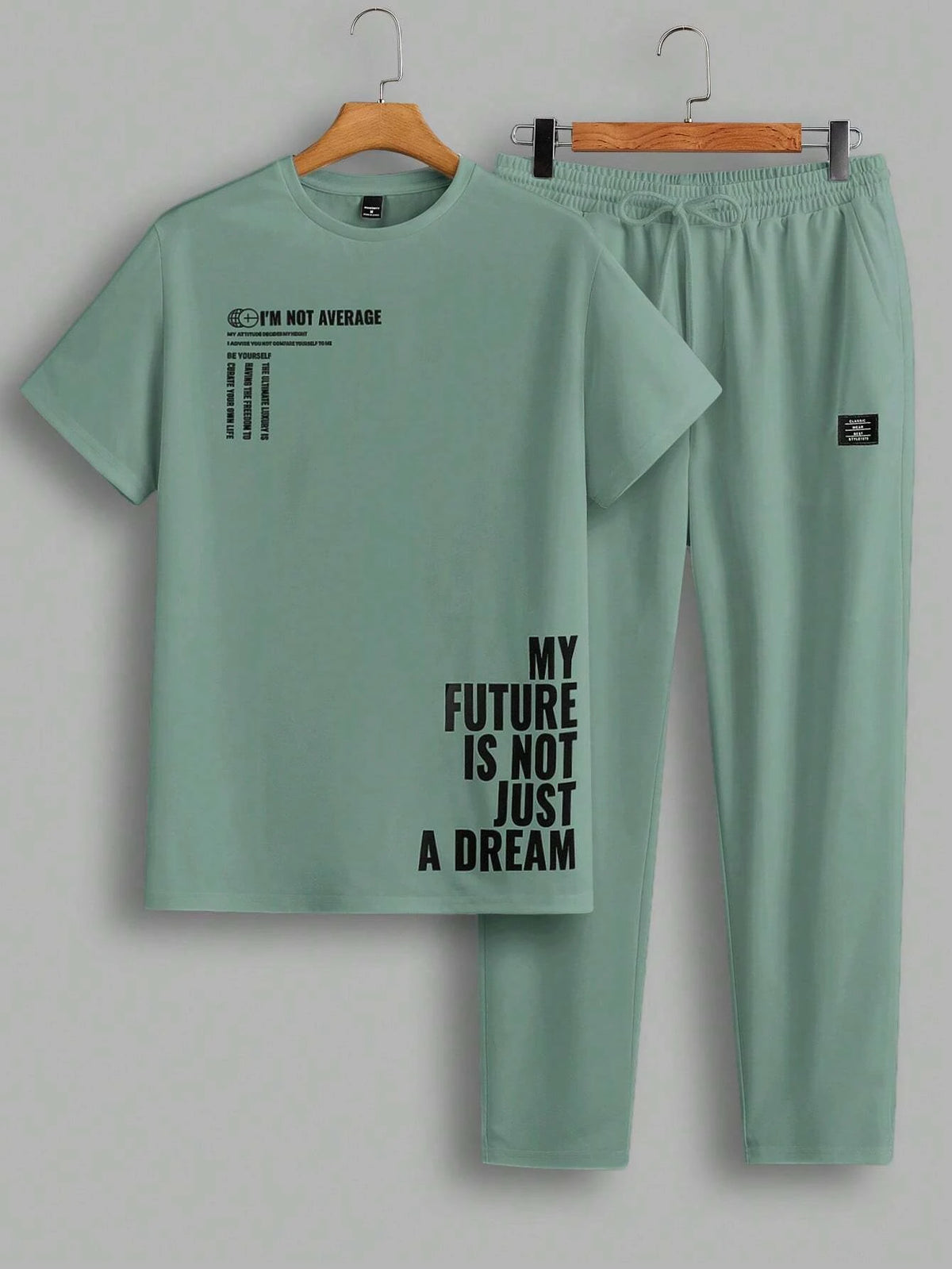 Men's Casual Two-piece Set Simple Fashion Letter Print Pattern Round Neck T-shirt And Pants Set Suitable For Spring And Summer