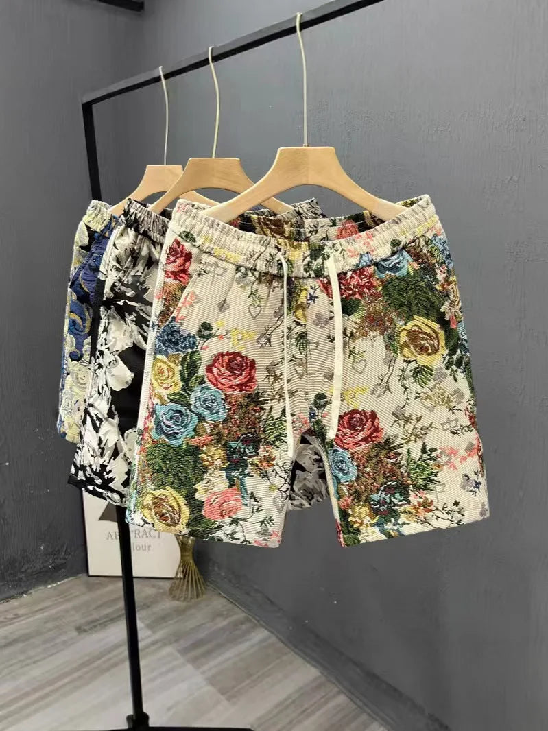 European and American men's summer Statue of Liberty print comfortable breathable drawstring shorts outdoor casual pants