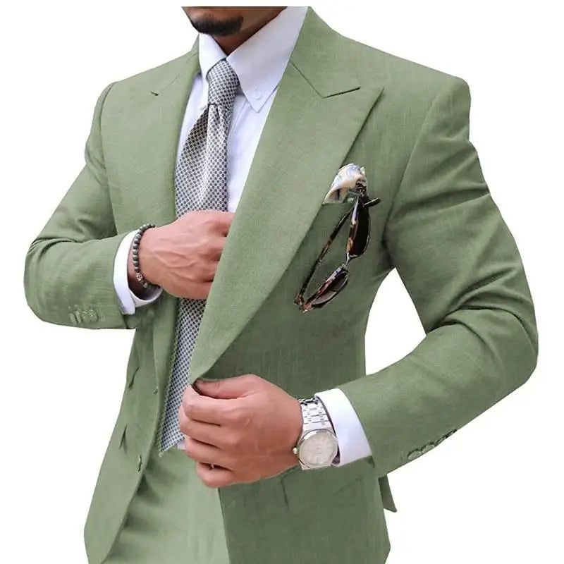 Men's Suits Mens Suit 2 Pieces Causal Slim Fit Prom Noble Champagne Grey Blazer Formal Business For Wedding Groom Tuxedos