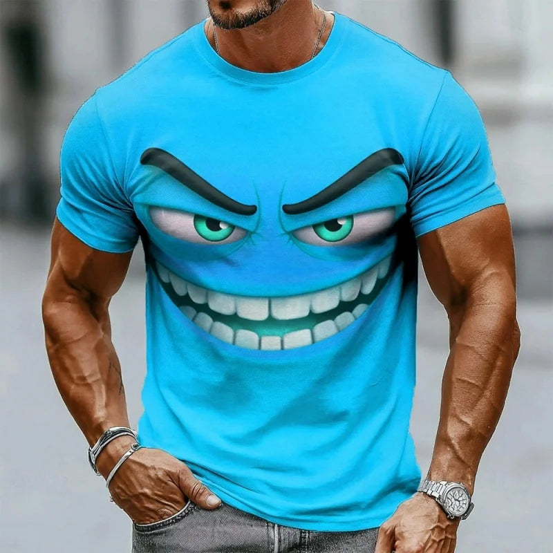 3D Printed Funny Expression T Shirt For Men Colorful Pattern T-Shirts Summer Fashion O-Neck Loose Tops Street Short Sleeve Tees