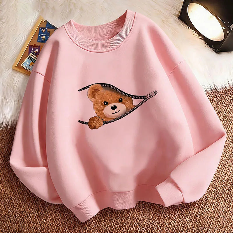 Cute Fashion Bear Funny Hoodie Kids Children's Pullover Sweatshirt Hoody for Boys Girls Casual Hoodies Hip Hop Clothes