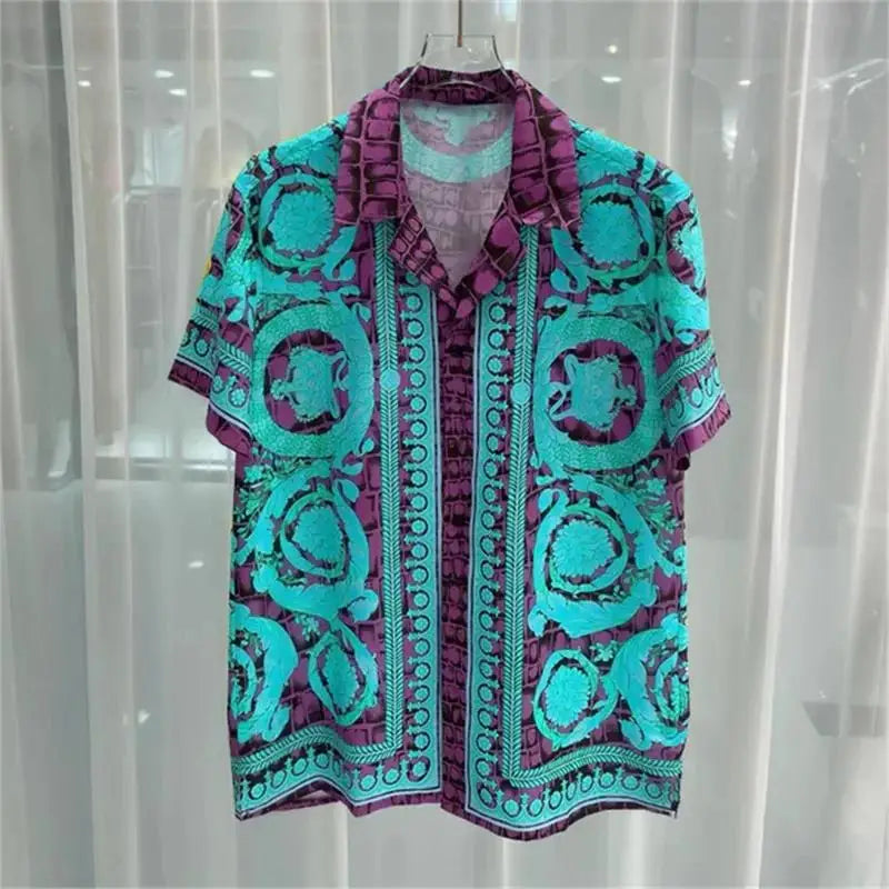 Summer Vintage Men Shirts Summer 3D Print Beach Short Sleeve Shirt Casual Fashion Outdoor Quick Drying Breathable Men's Clothing