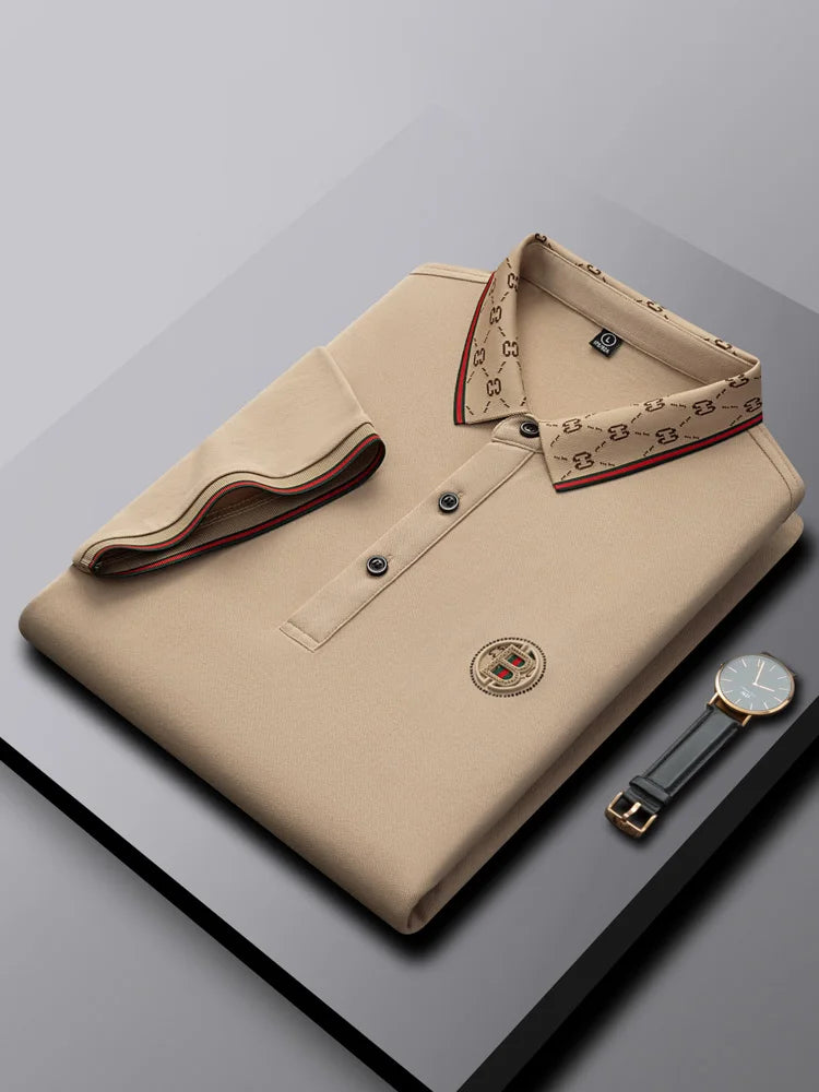 Fashionable Summer Mens Clothing Brand Exquisite Badge Letter Style Breathable Short Sleeve Comfortable Cotton Casual Polo Shirt
