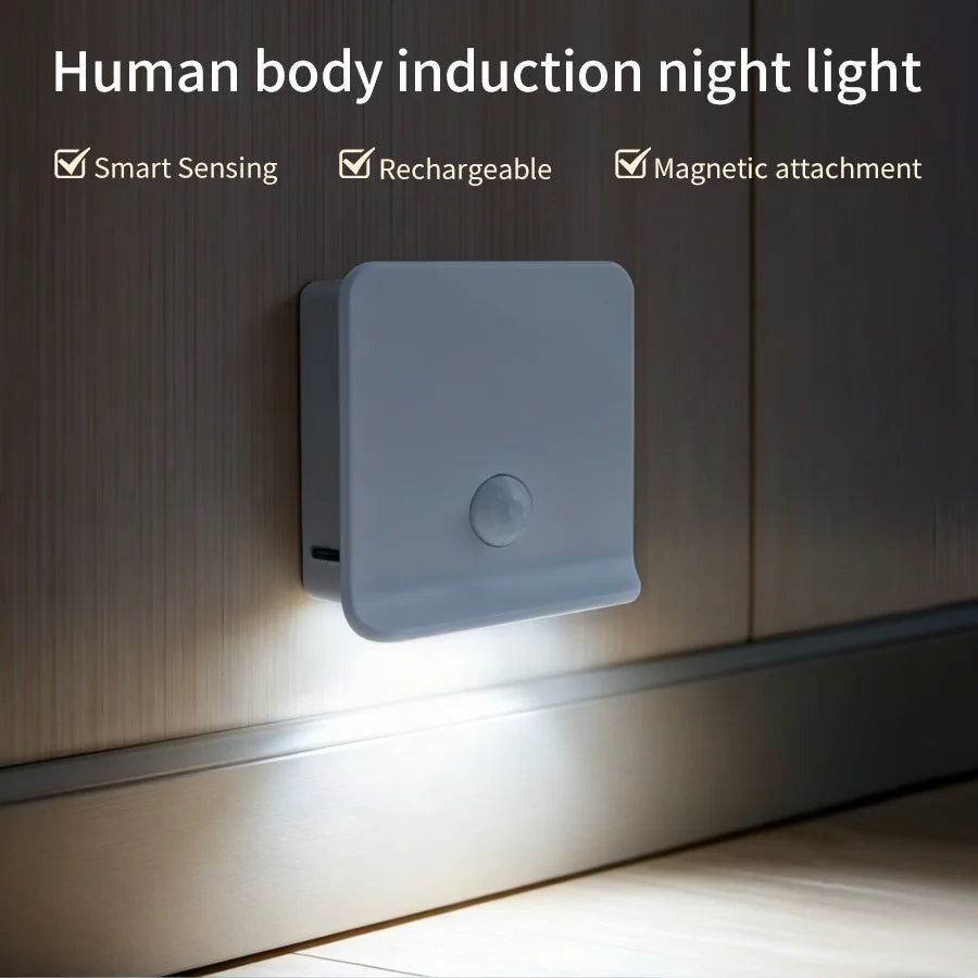 Motion Sensor Light Rechargeable Night Light Inductor Lights Kitchen Stairs Hallway Closet Bedroom Decoration Security Lighting