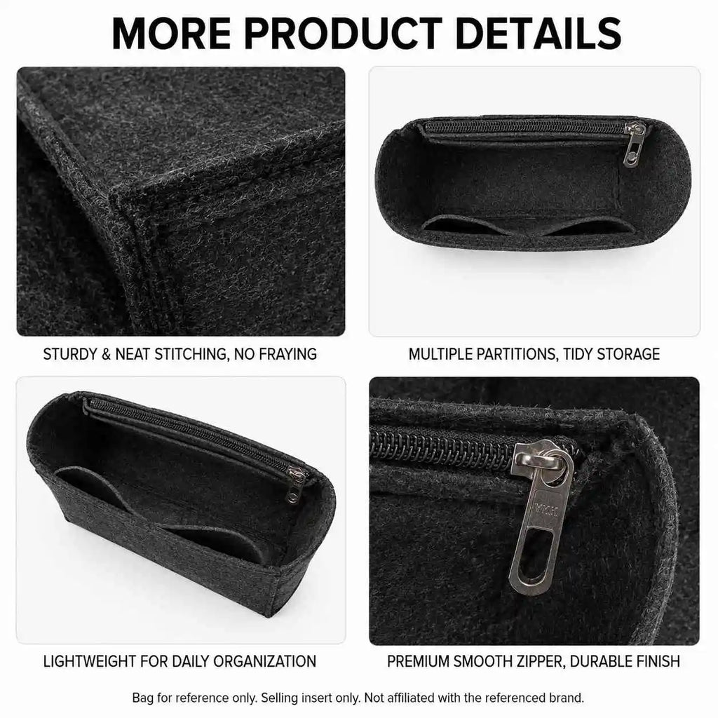 Organizer Insert Compatible with Saint Laurent ICARE Shopping Bag Maxi, Slim Waterproof Bag Liner with Zip Pocket 35 x 6 x 24 cm