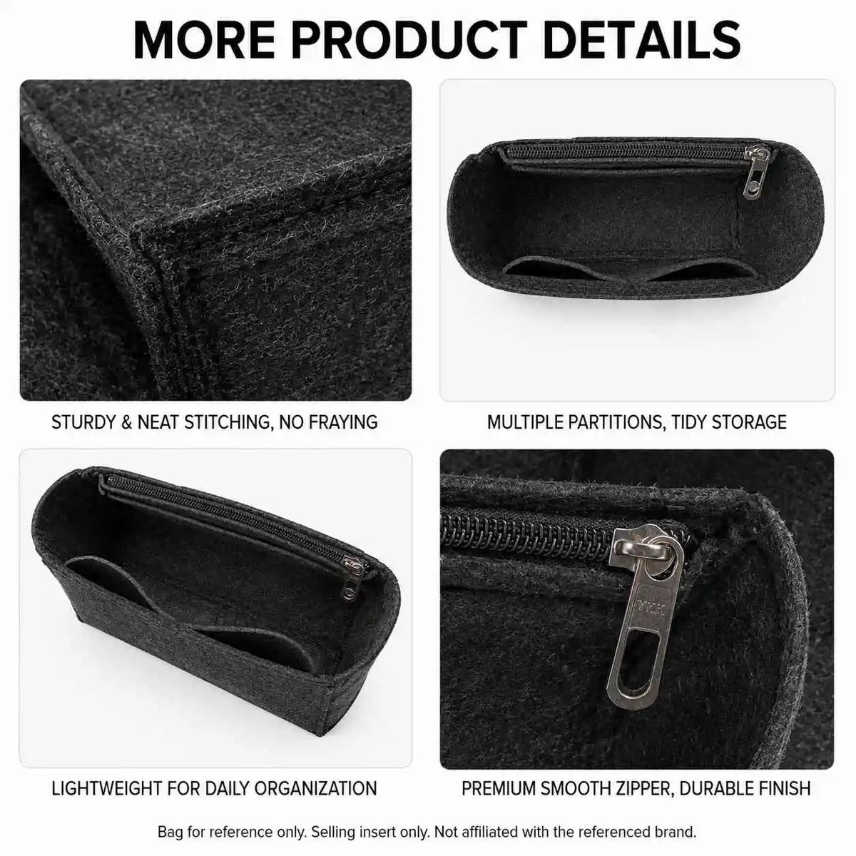 Organizer Insert Compatible with Saint Laurent ICARE Shopping Bag Maxi, Slim Waterproof Bag Liner with Zip Pocket 35 x 6 x 24 cm