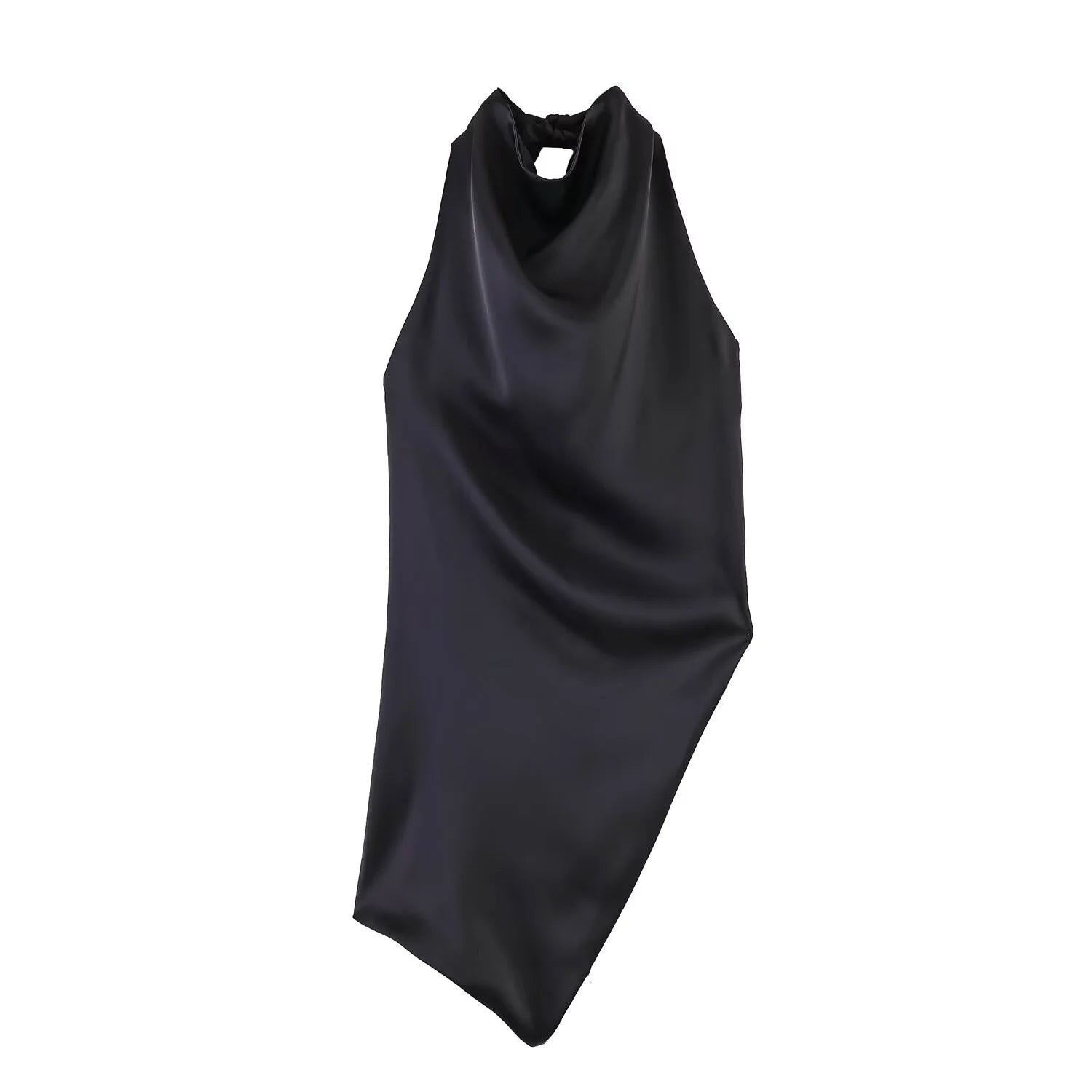Women's Top 2026 Spring New High-End Fashion Sexy Hot Satin Sleeveless Asymmetrical Halter Backless Women's Vest Top