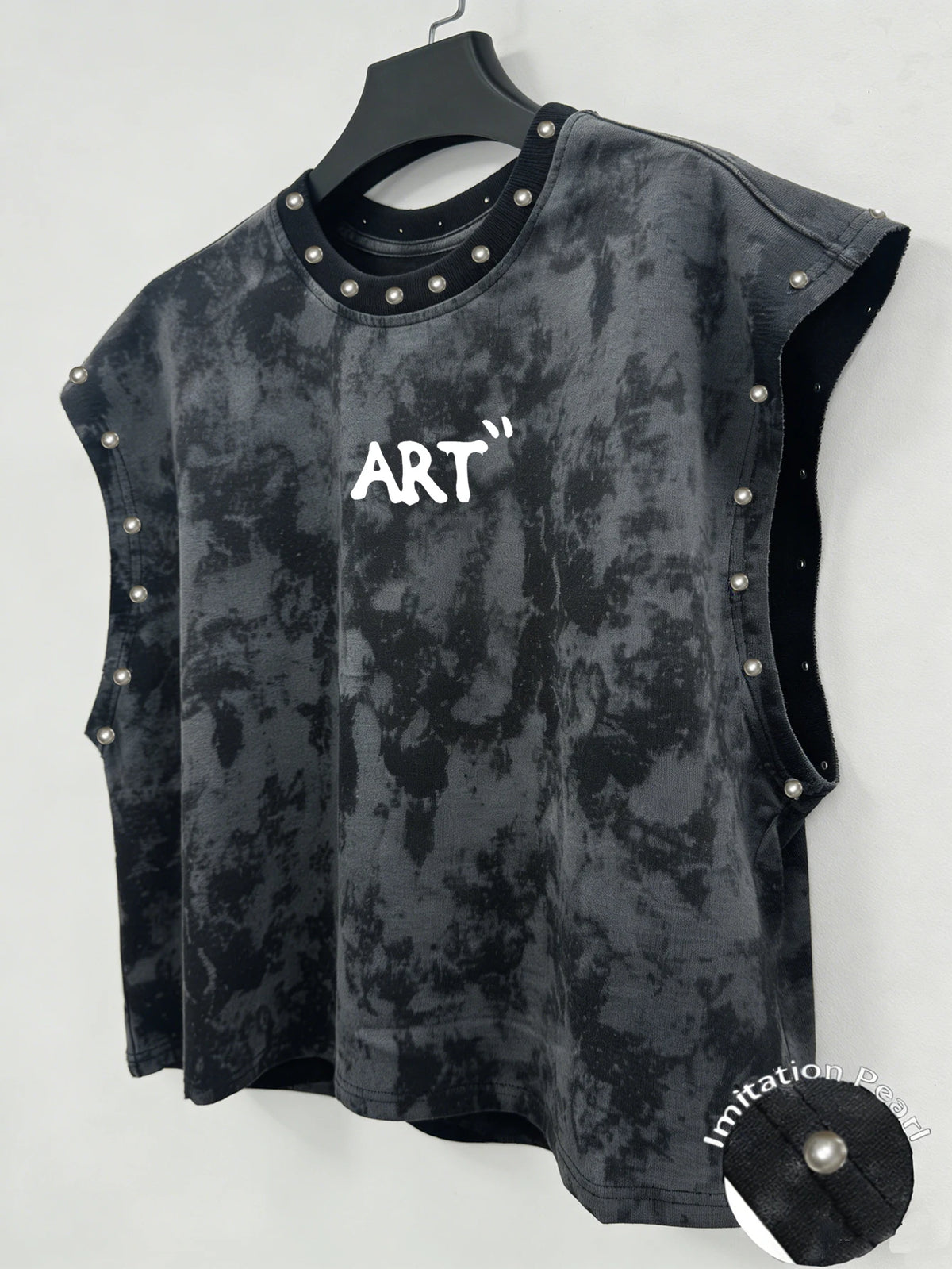Unisex Vintage-Style Floral Vest with Faux Pearls – Casual Music Festival Tank Top
