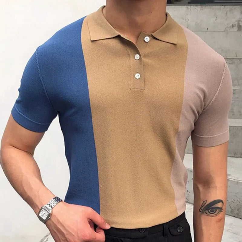 New European And American Style Jacquard Knit T-shirt Fashion Lapel Short-sleeved Business POLO Shirt In Multiple Colors