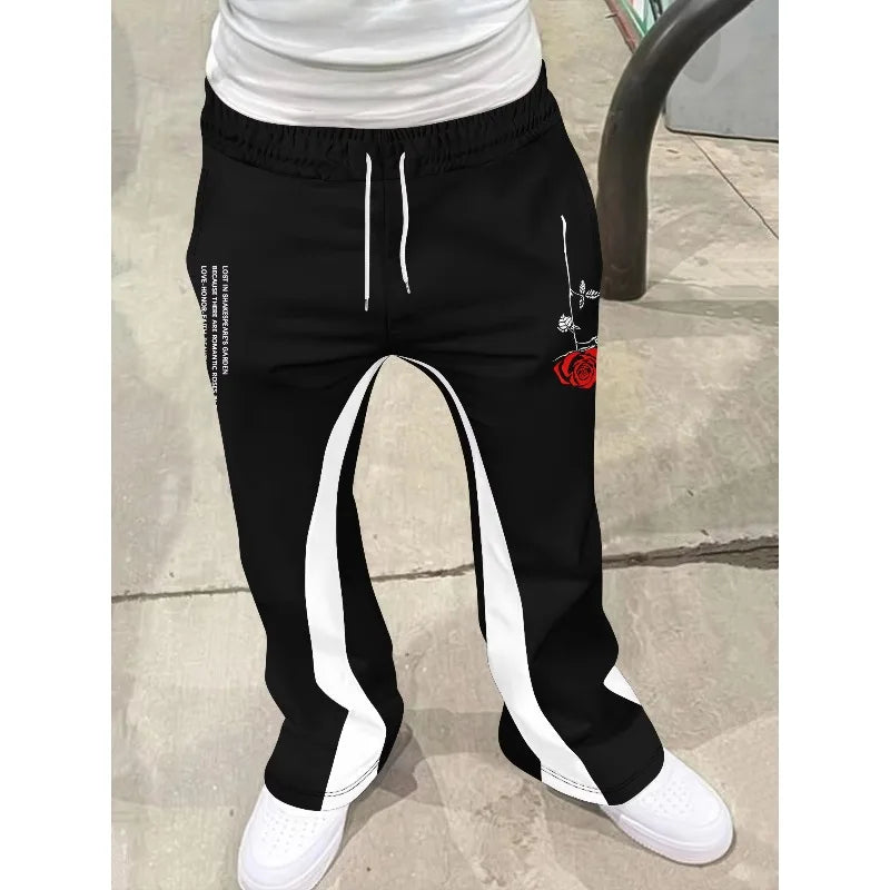 Y2k Flared Pants Men's Women's Loose 3D Print Trousers Casual Sweatpants Mid Waist Sporty Streetwear Hip Hop Vintage Pants