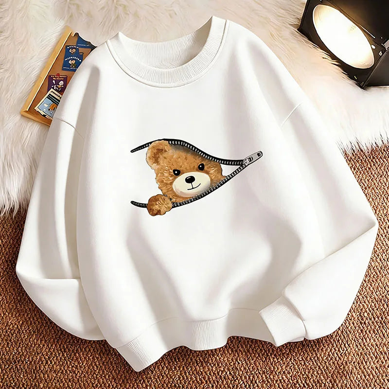 Cute Fashion Bear Funny Hoodie Kids Children's Pullover Sweatshirt Hoody for Boys Girls Casual Hoodies Hip Hop Clothes