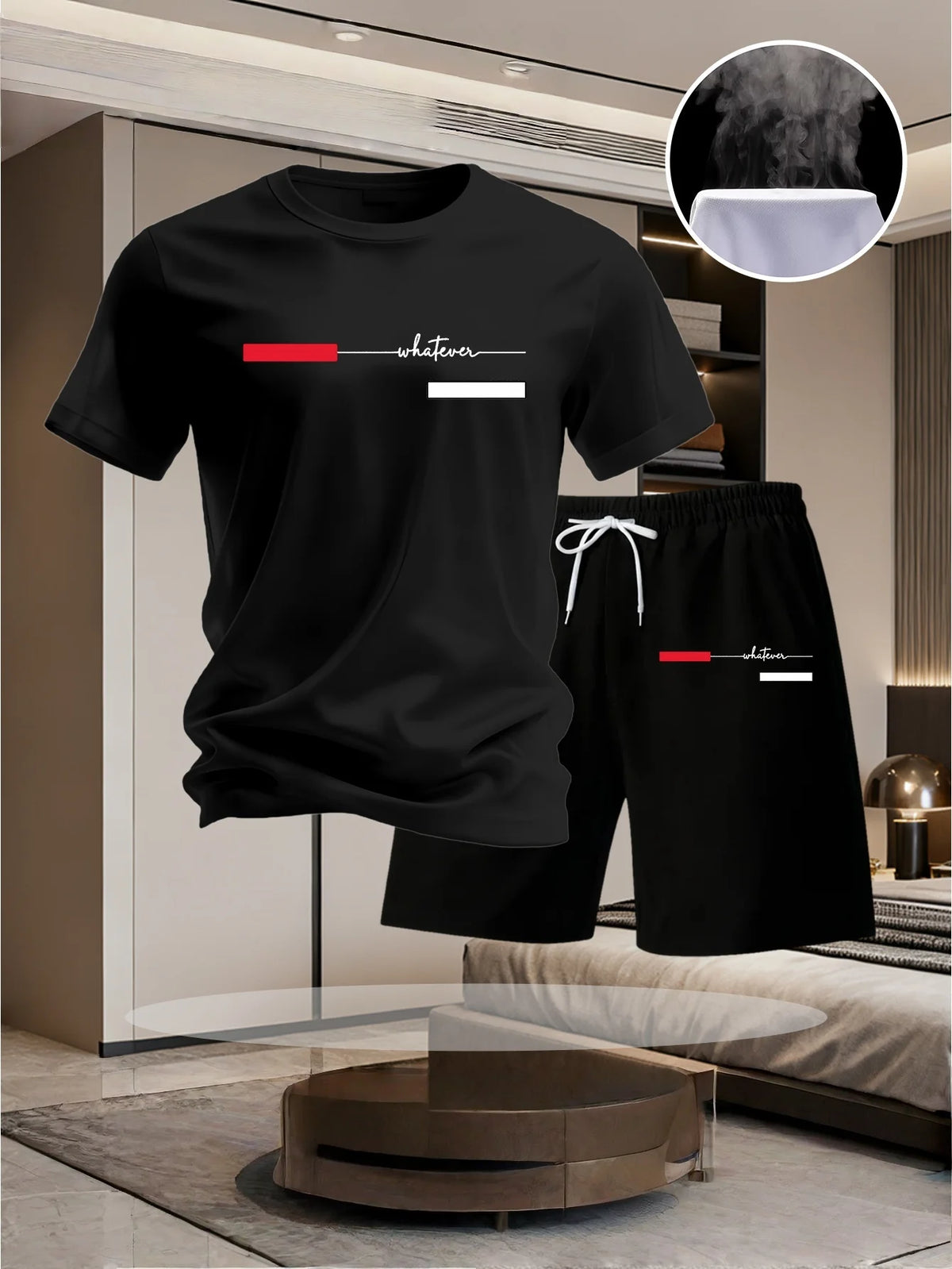 Summer men's casual short-sleeved T-shirt and shorts sports outfit - comfortable printed lightweight quick-drying set