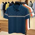 Mens Half Checkered Letter Print Stripe Splicing Short Sleeve Polo Shirts Soft  Breathable Business Casual Tops For Summer Daily