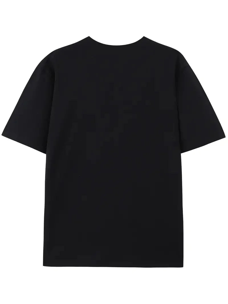 Men's Streetwear Pattern T-shirt - Bold Letter Printed Loose Casual T-shirt, Vibrant Summer Short sleeved Pure Cotton T-shirt St