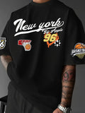 Men's Summer Basketball Style Casual Breathable Round Neck T-shirt New York 96 Printed Soft Polyester Fiber Outdoor Street Top
