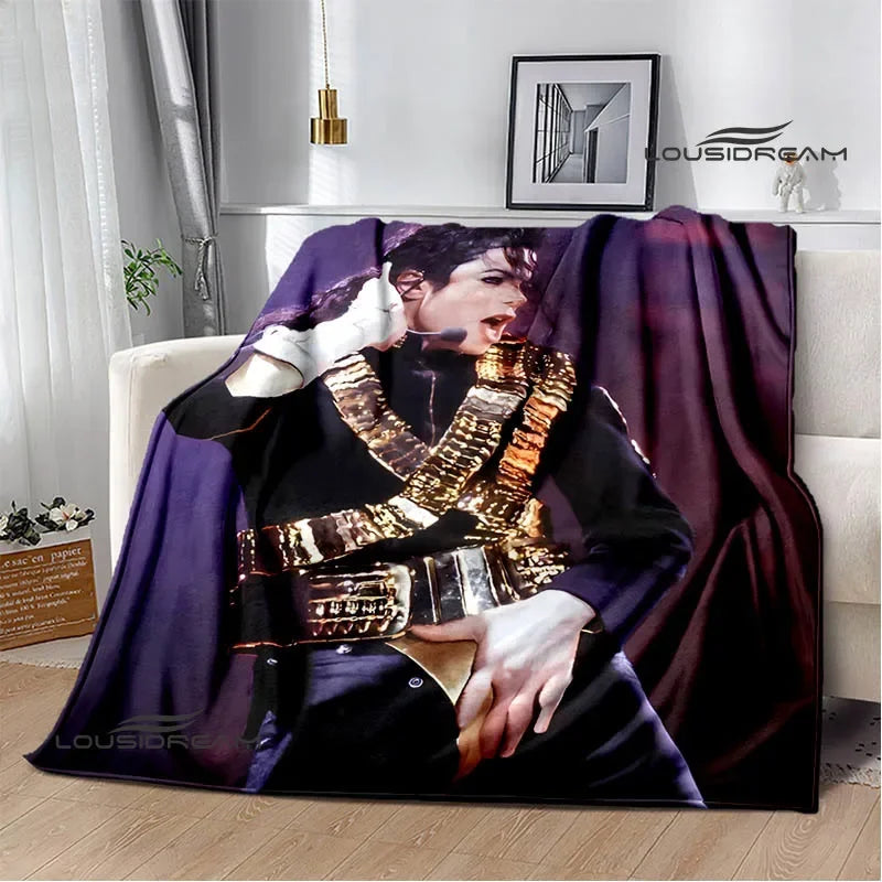 Michael Jackson retro Print blankets Picnic blanket Flannel blanket Soft Cozy Blanket Travel Blankets bed linings Birthday Gift