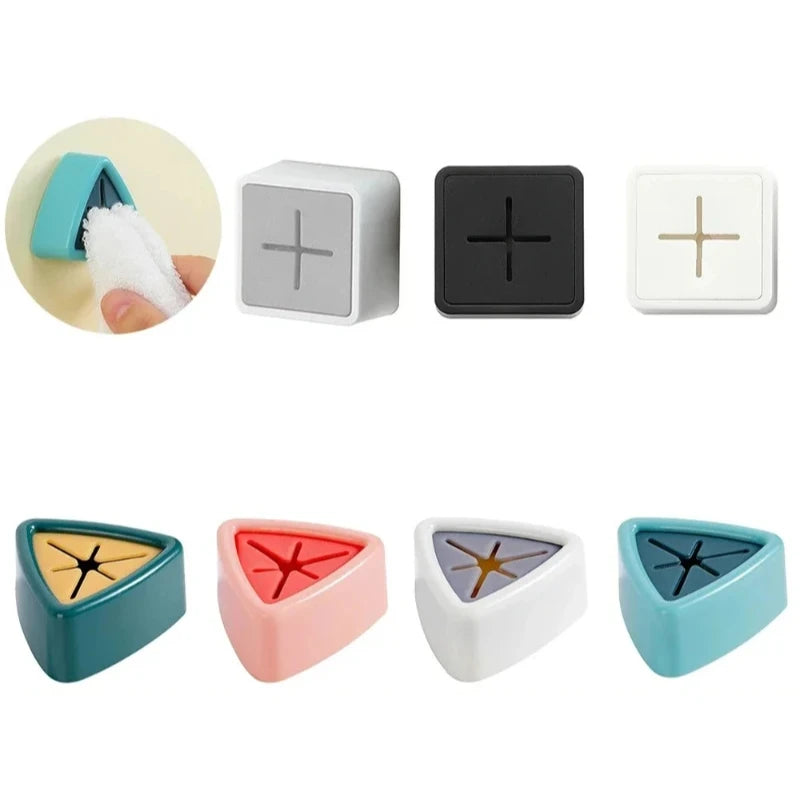 Towel Plug Holder Self Adhesive Wall Mounted Bathroom Hooks Storage Rack Waterproof Kitchen Rag Dishcloth Clip Organizer Hook