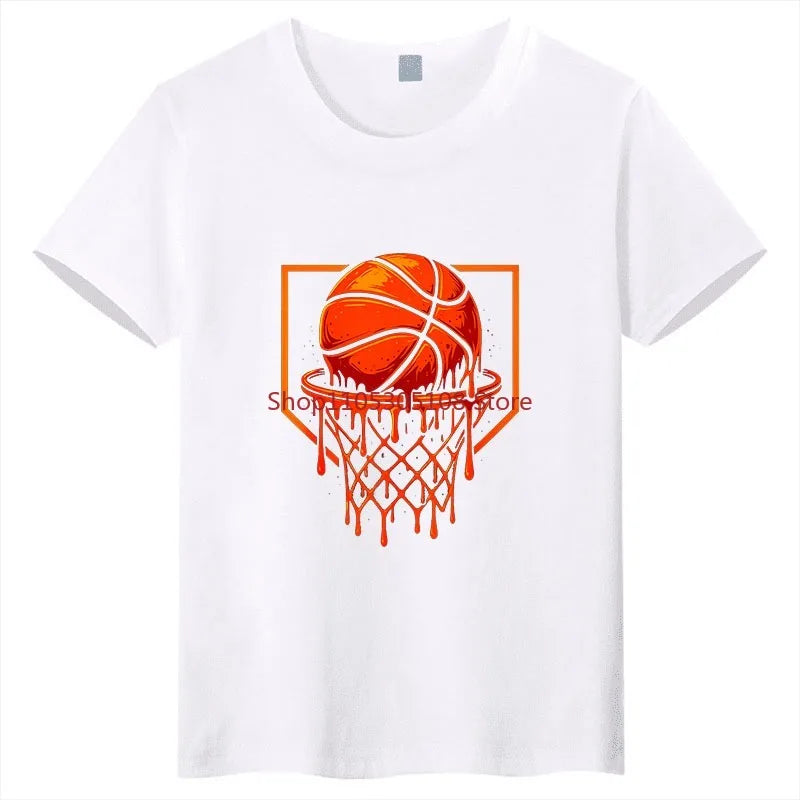 Rebounding Basketball Children's T-Shirt Pure Cotton Round Neck Fashionable Parent-Child Outfit Candy Color Family Outfit