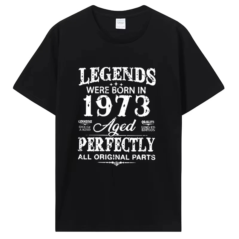 Funny Vintage 1973 Graphic T-Shirt Men Oversized Cotton Streetwear Summer Casual Short Sleeve Husband Birthday Gift Tee