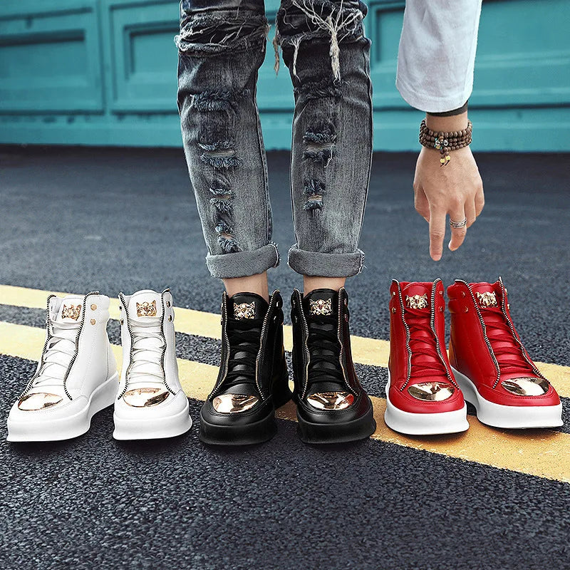 High Top Casual Shoes Men Sneakers 2026 Fashion Skateboard Shoes Leopard Platform Shoe Sport Training Shoes Men's Ankle Boots