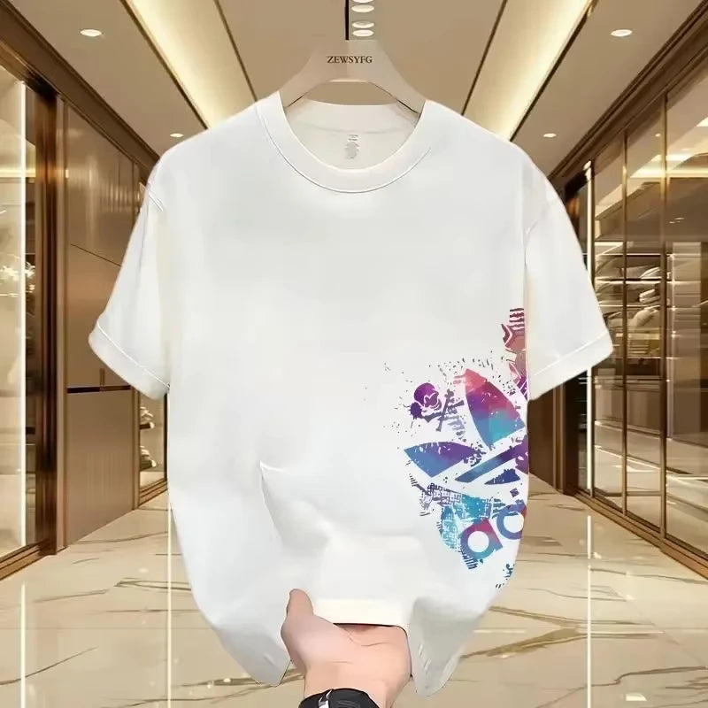 Summer New Casual Men's and Women's Printed Short-sleeved Cotton T-shirt Loose and Versatile Fashion Half-sleeved Casual Wear
